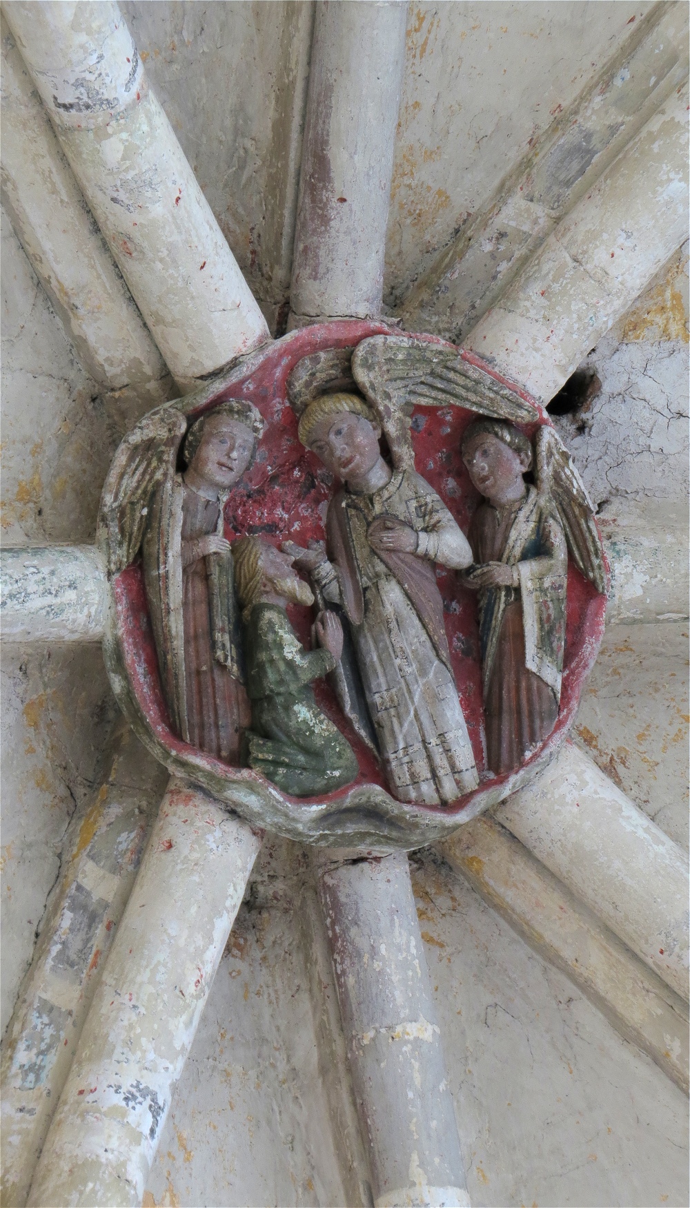 Abbaye de la Trinit de Vendme, Abraham s'agenouille devant trois jeunes hommes clestes.